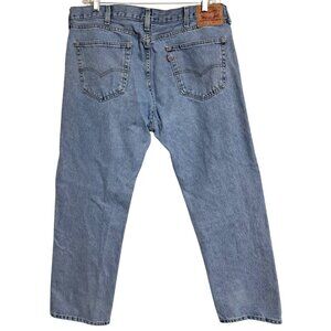 Levis 505 Regular Mens Jeans 40x30 Light Wash Whiskered Straight Leg Classic Den